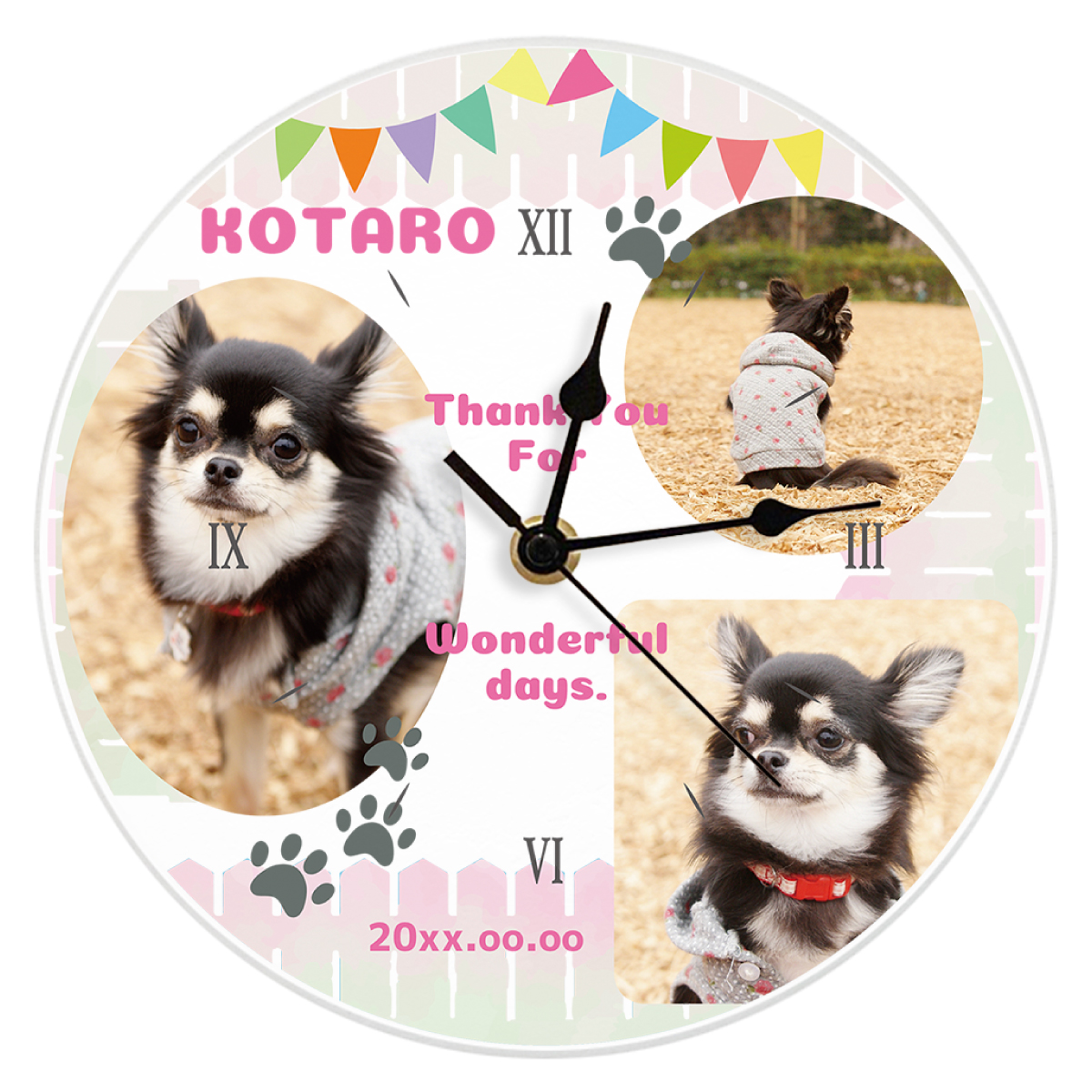 アクリル 壁掛け時計 丸形 20cm×20cm ペット [ワンダフルガーデン]