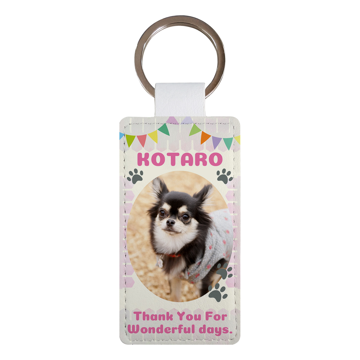 フェイクレザーキーホルダー 長方形タイプ ペット [ワンダフルガーデン]