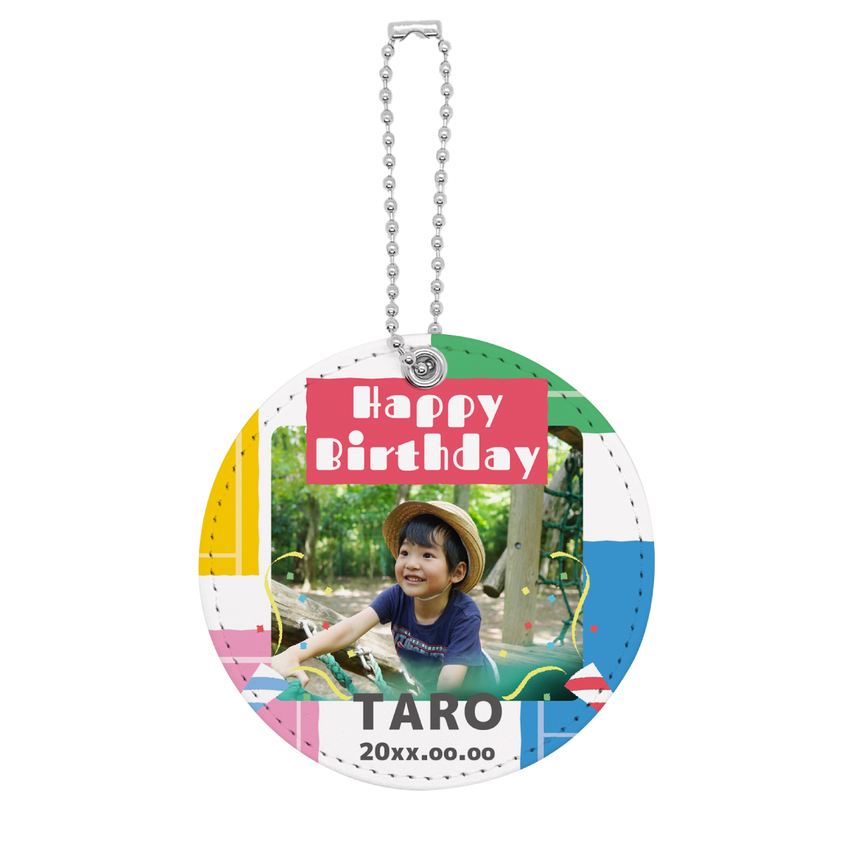 フェイクレザーキーホルダー 大丸タイプ 誕生日 [ポップアート]